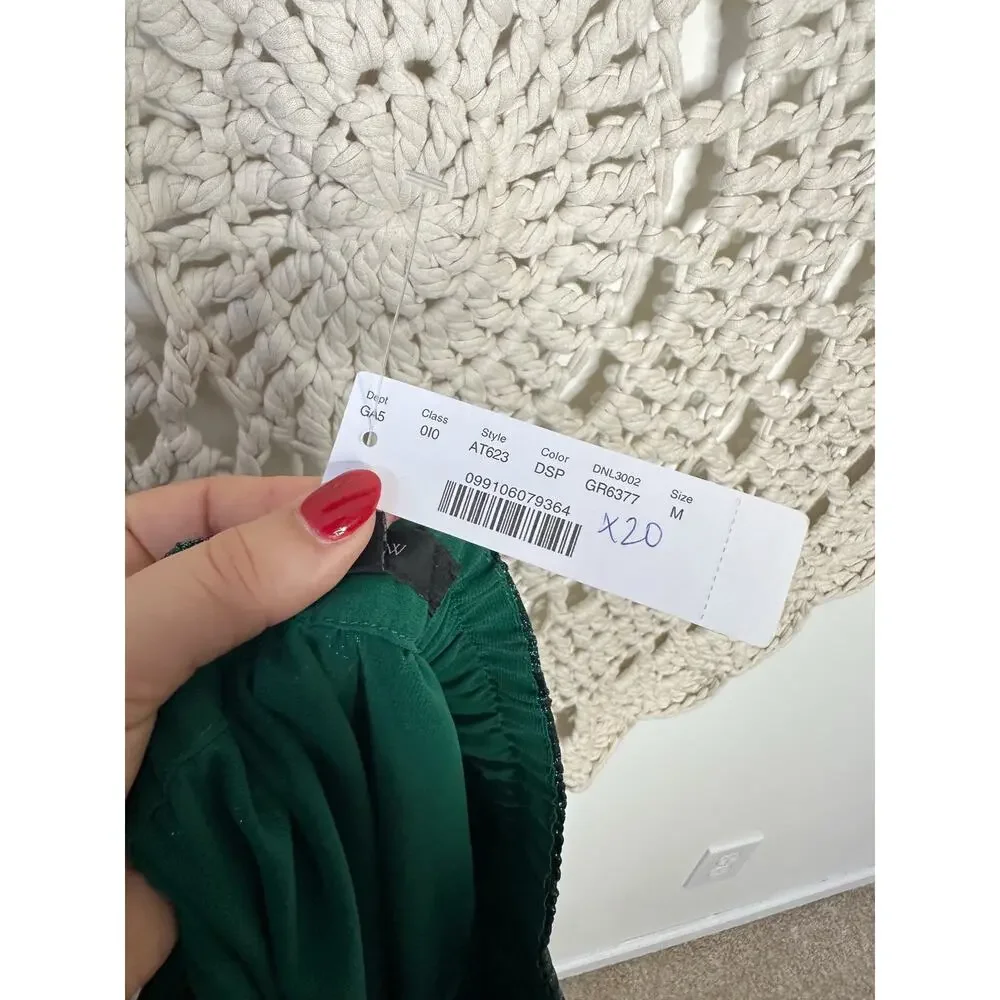 NEW J.Crew Tiered Maxi Skirt In Metallic Lame Green Size Medium